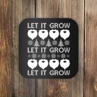 Let It Grow Santa Beard Ugly Christmas Sweater Coaster thumb 0