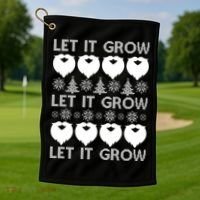 Let It Grow Santa Beard Ugly Christmas Sweater Golf Towel thumb 1