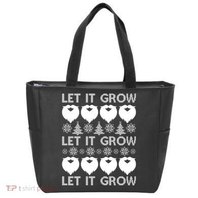 Let It Grow Santa Beard Ugly Christmas Sweater Tote Bag