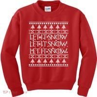 Let it Snow Let It Snow Let It Snow Ugly Christmas Kids Sweatshirt thumb 0