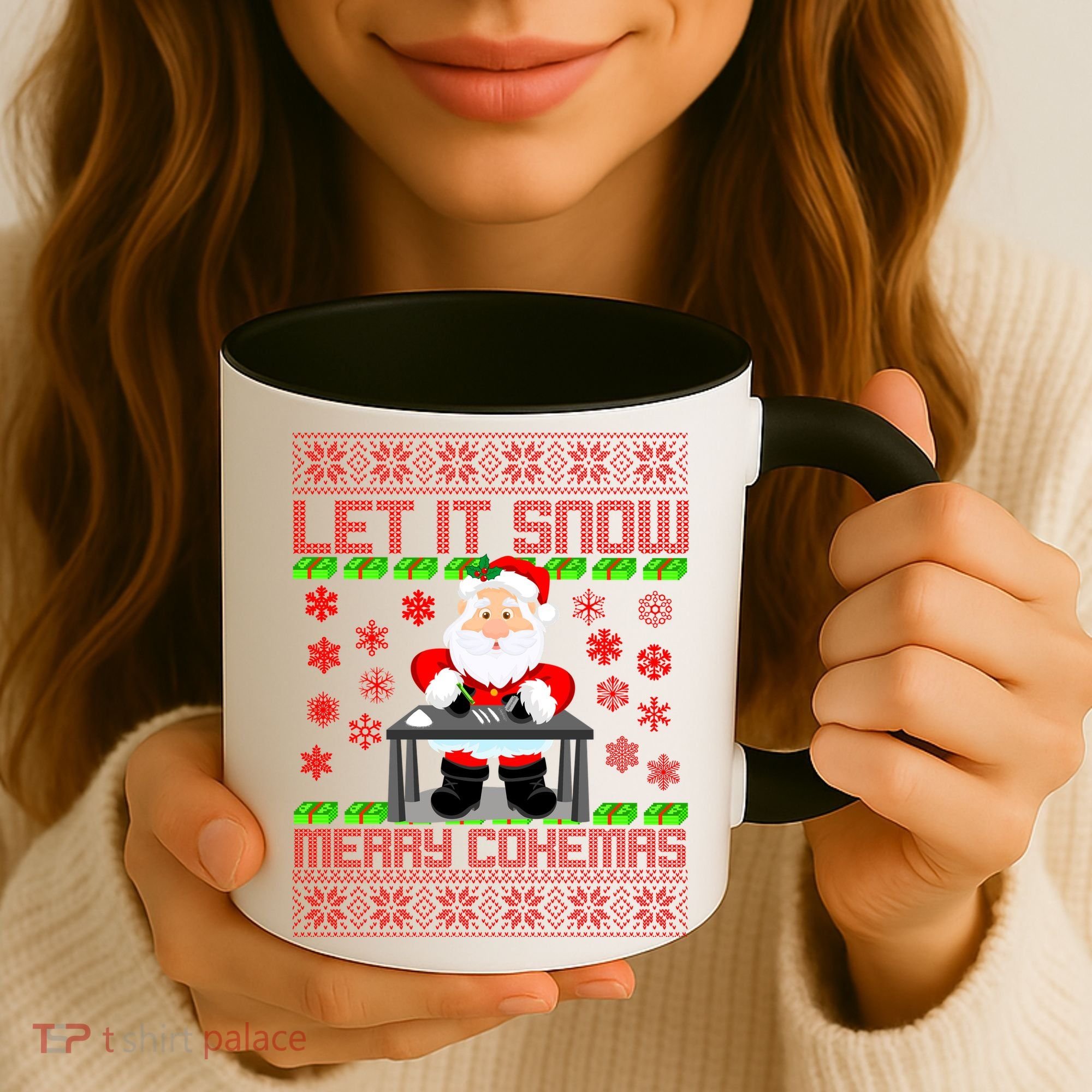 Let It Snow Merry Cokemas Santa Claus Ugly Christmas Coffee Mug