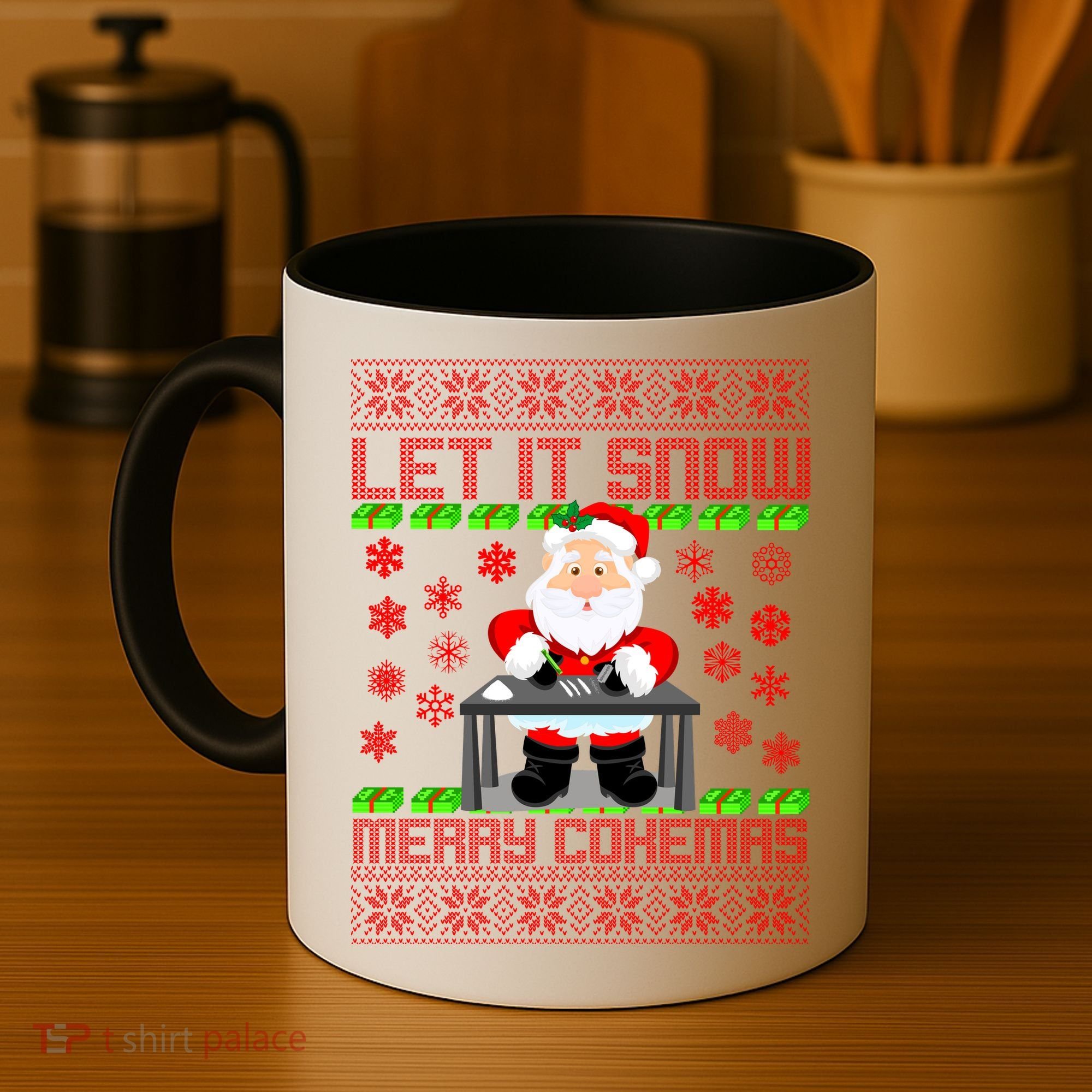 Let It Snow Merry Cokemas Santa Claus Ugly Christmas Coffee Mug