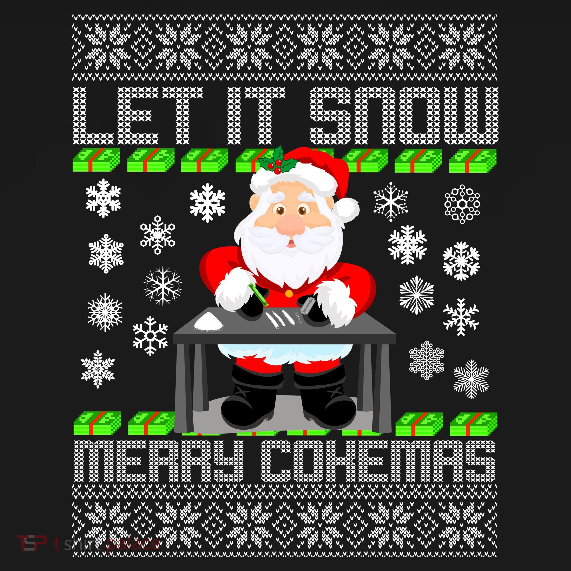 Let It Snow Merry Cokemas Santa Claus Ugly Christmas Ornament