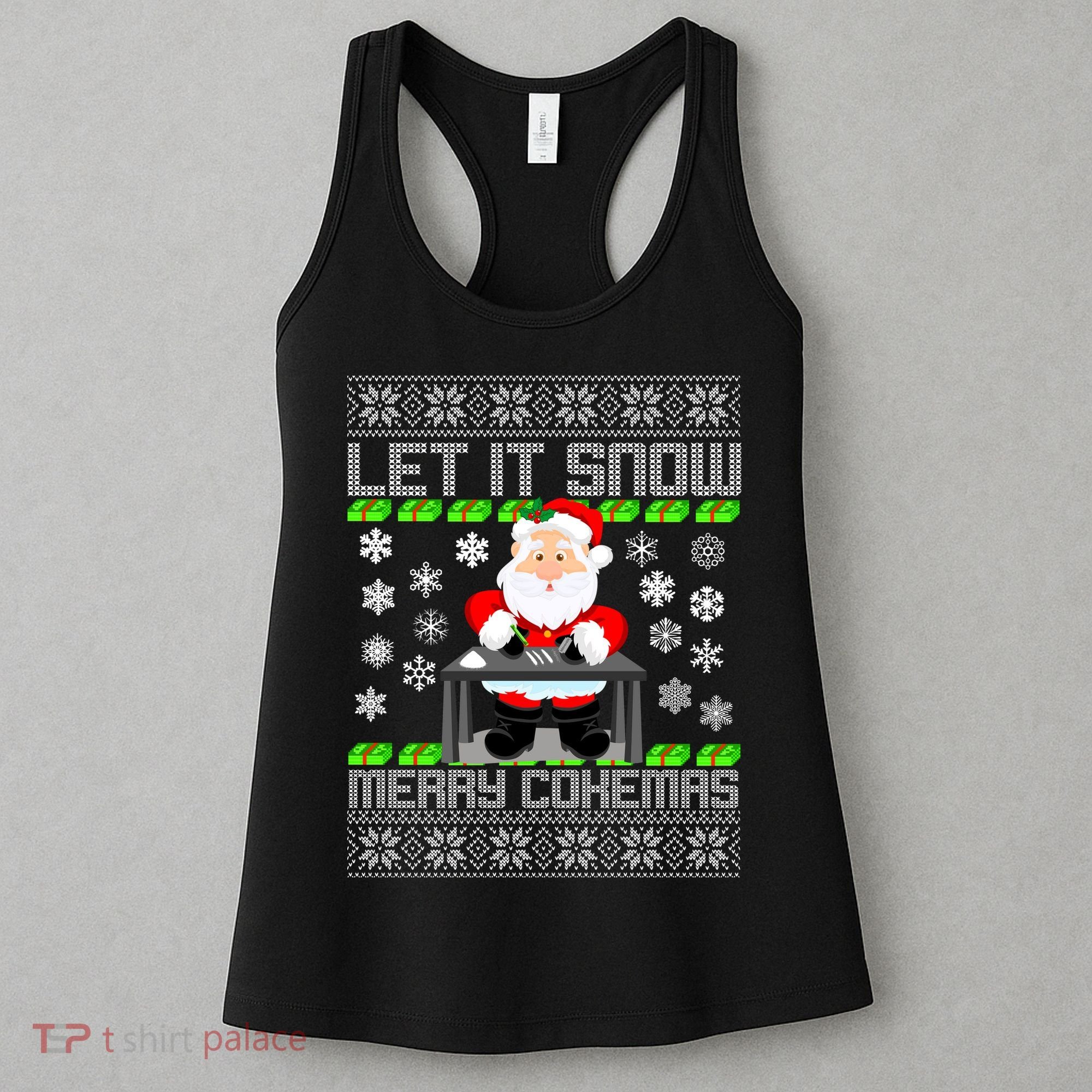 Let It Snow Merry Cokemas Santa Claus Ugly Christmas Women's Tank Top