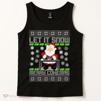 Let It Snow Merry Cokemas Santa Claus Ugly Christmas Tank Top thumb 2
