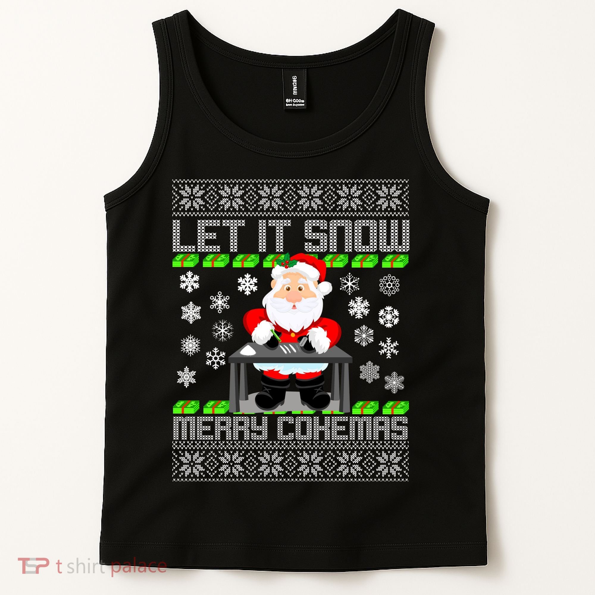 Let It Snow Merry Cokemas Santa Claus Ugly Christmas Tank Top