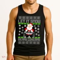 Let It Snow Merry Cokemas Santa Claus Ugly Christmas Tank Top thumb 3