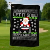Let It Snow Merry Cokemas Santa Claus Ugly Christmas Golf Towel thumb 1