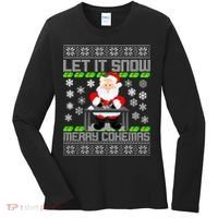 Let It Snow Merry Cokemas Santa Claus Ugly Christmas Women's Long Sleeve Shirt thumb 0