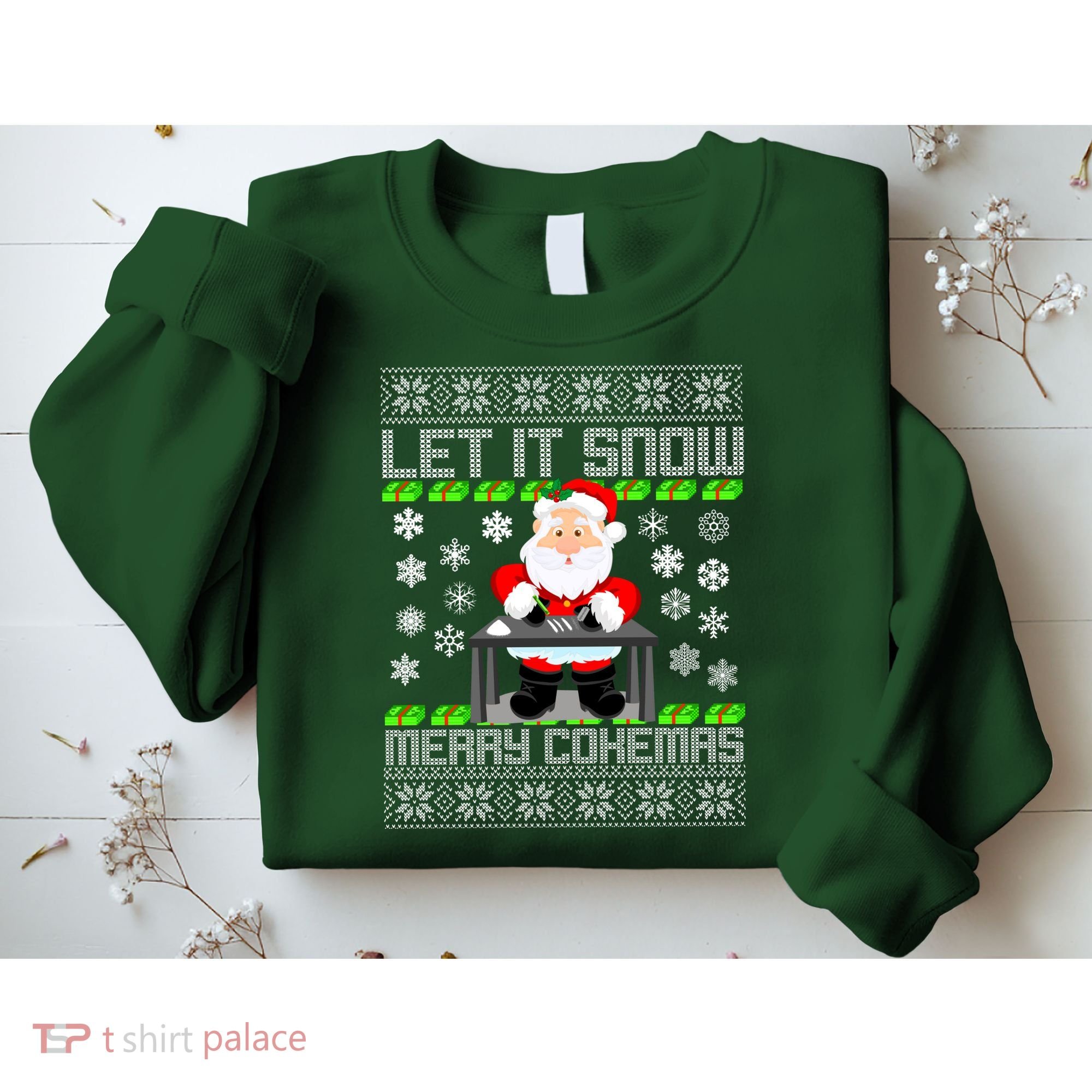 Let It Snow Merry Cokemas Santa Claus Ugly Christmas Sweatshirt