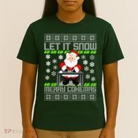 Let It Snow Merry Cokemas Santa Claus Ugly Christmas T-Shirt thumb 4
