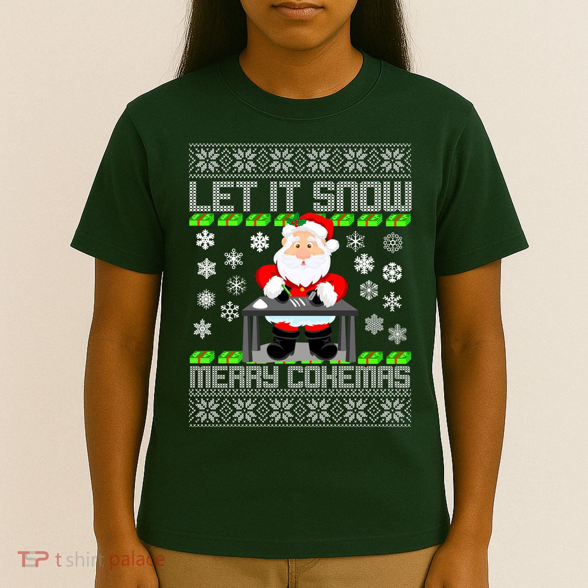 Let It Snow Merry Cokemas Santa Claus Ugly Christmas T-Shirt