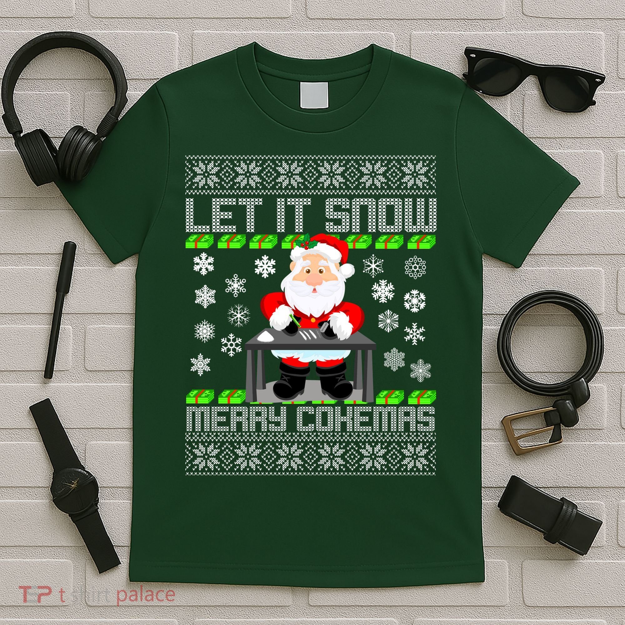Let It Snow Merry Cokemas Santa Claus Ugly Christmas T-Shirt