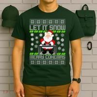 Let It Snow Merry Cokemas Santa Claus Ugly Christmas T-Shirt thumb 6