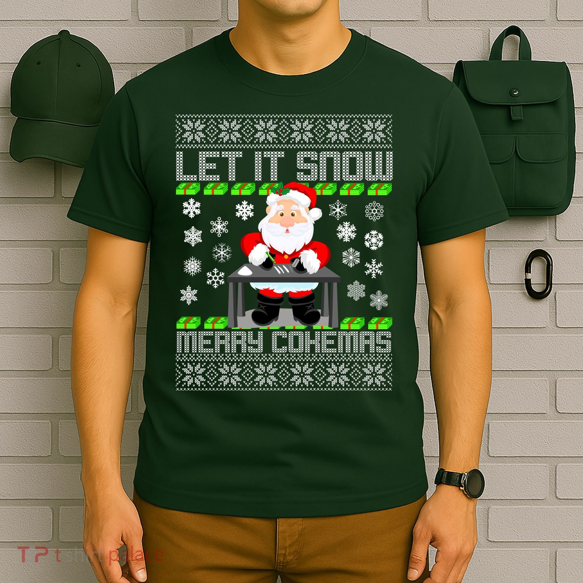 Let It Snow Merry Cokemas Santa Claus Ugly Christmas T-Shirt