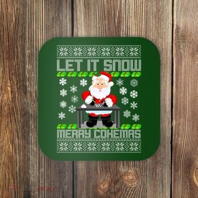 Let It Snow Merry Cokemas Santa Claus Ugly Christmas Coaster