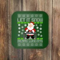 Let It Snow Merry Cokemas Santa Claus Ugly Christmas Coaster thumb 0