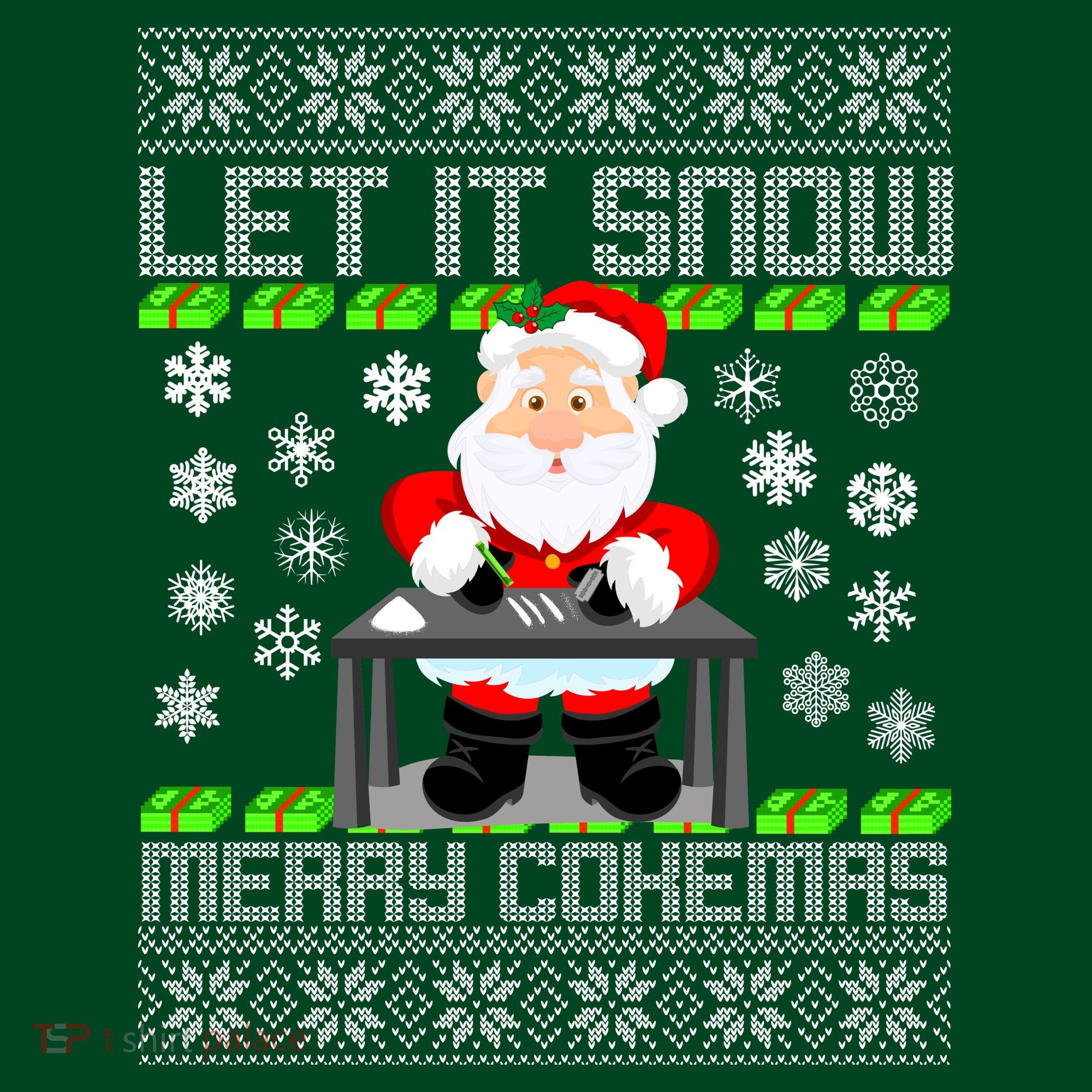Let It Snow Merry Cokemas Santa Claus Ugly Christmas Coaster