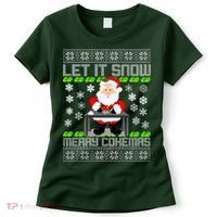 Let It Snow Merry Cokemas Santa Claus Ugly Christmas Women's T-Shirt thumb 0