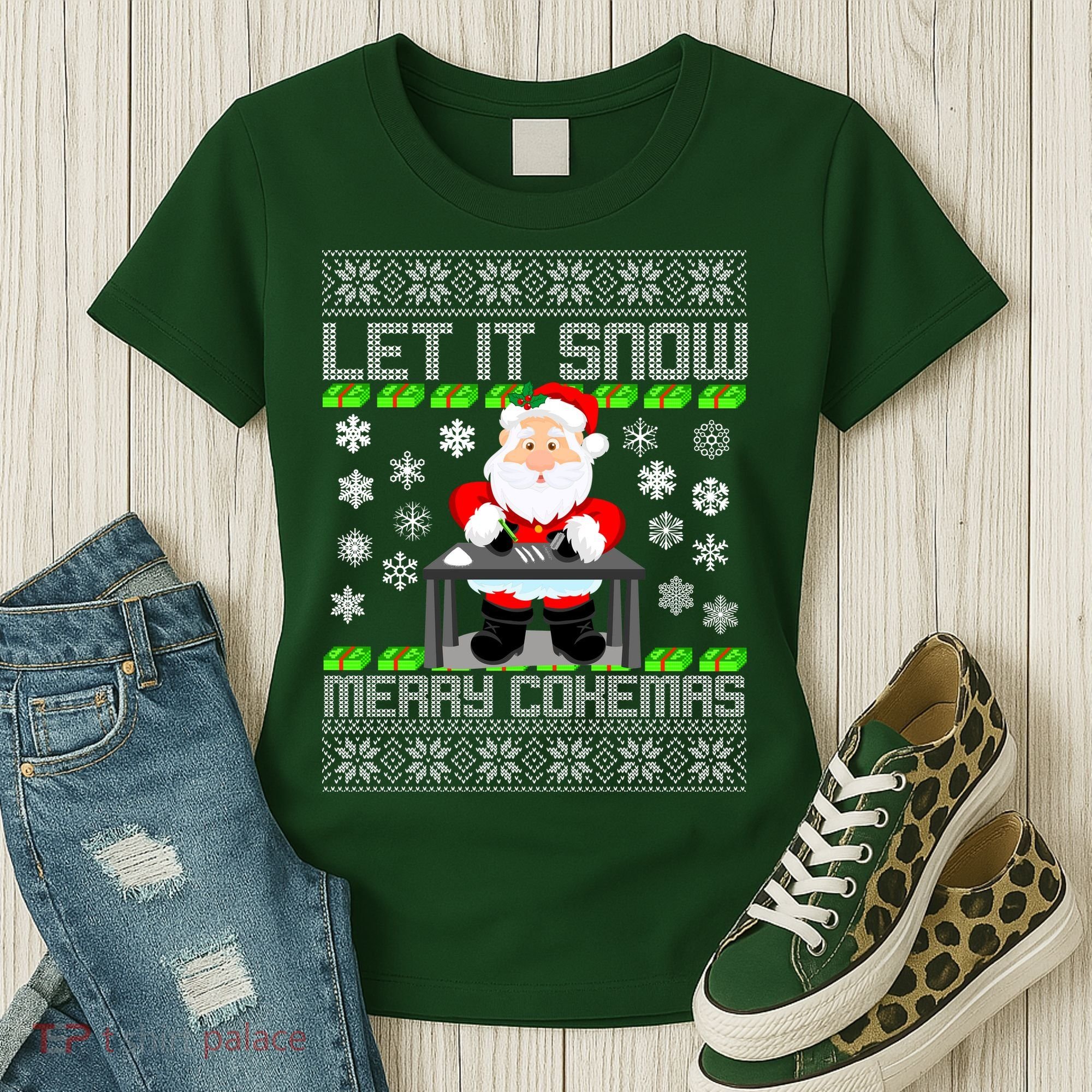Let It Snow Merry Cokemas Santa Claus Ugly Christmas Women's T-Shirt