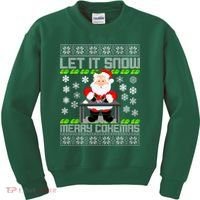 Let It Snow Merry Cokemas Santa Claus Ugly Christmas Kids Sweatshirt thumb 0