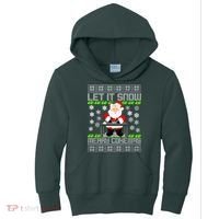 Let It Snow Merry Cokemas Santa Claus Ugly Christmas Kids Hoodie thumb 0