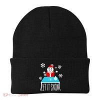Let it Snow Snow Man Santa Ugly Christmas Beanie thumb 0