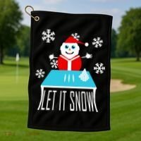 Let it Snow Snow Man Santa Ugly Christmas Golf Towel thumb 1
