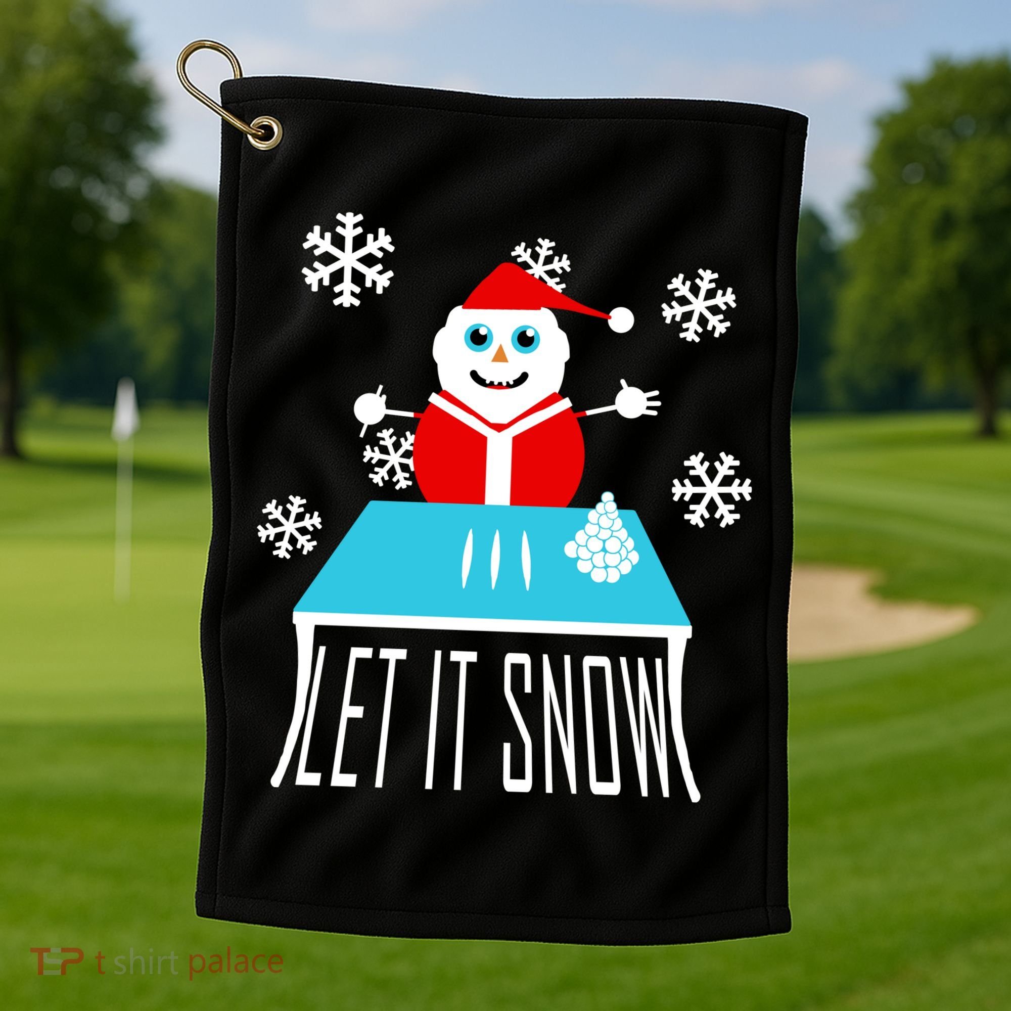 Let it Snow Snow Man Santa Ugly Christmas Golf Towel