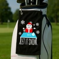Let it Snow Snow Man Santa Ugly Christmas Golf Towel thumb 2