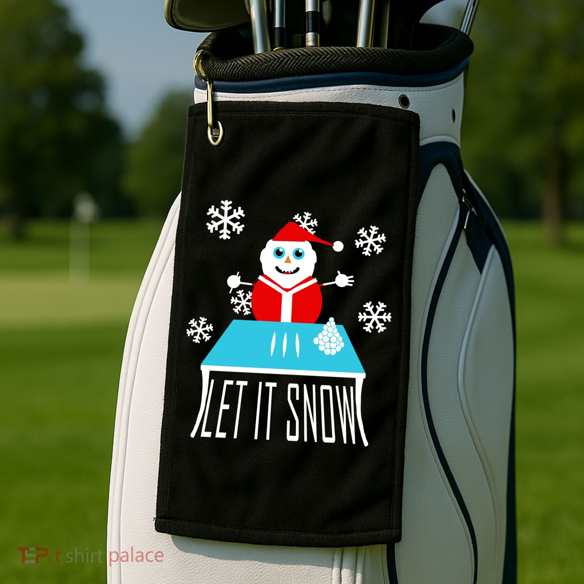 Let it Snow Snow Man Santa Ugly Christmas Golf Towel