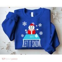 Let it Snow Snow Man Santa Ugly Christmas Sweatshirt thumb 2
