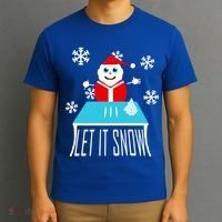 Let it Snow Snow Man Santa Ugly Christmas T-Shirt thumb 3