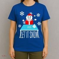 Let it Snow Snow Man Santa Ugly Christmas T-Shirt thumb 4