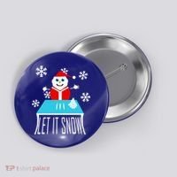 Let it Snow Snow Man Santa Ugly Christmas Button thumb 0