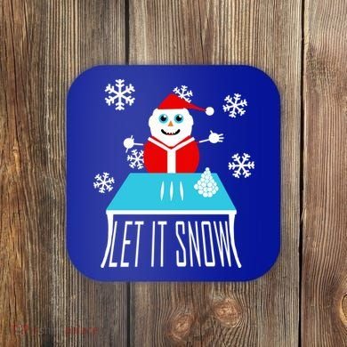 Let it Snow Snow Man Santa Ugly Christmas Coaster