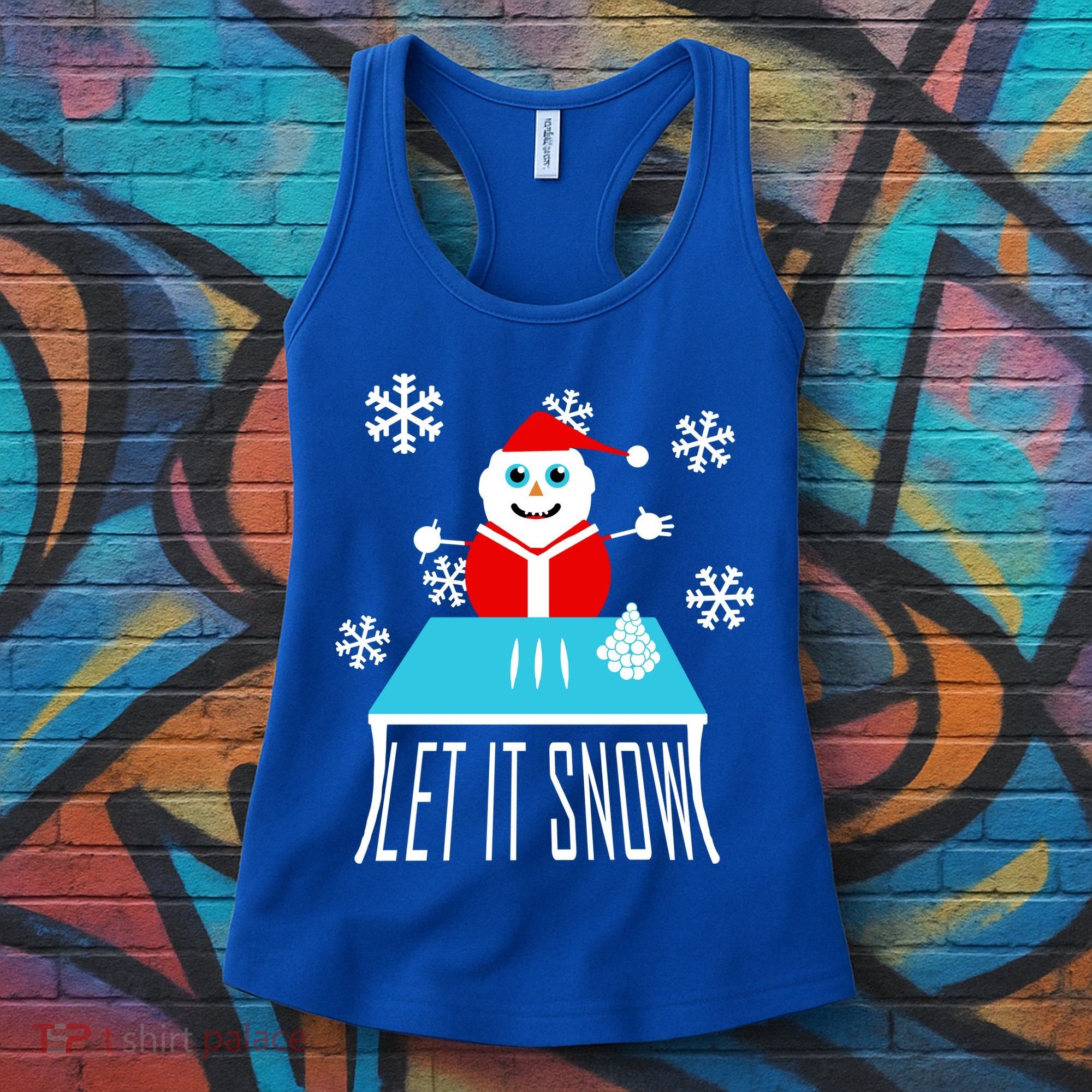 Let it Snow Snow Man Santa Ugly Christmas Women's Tank Top