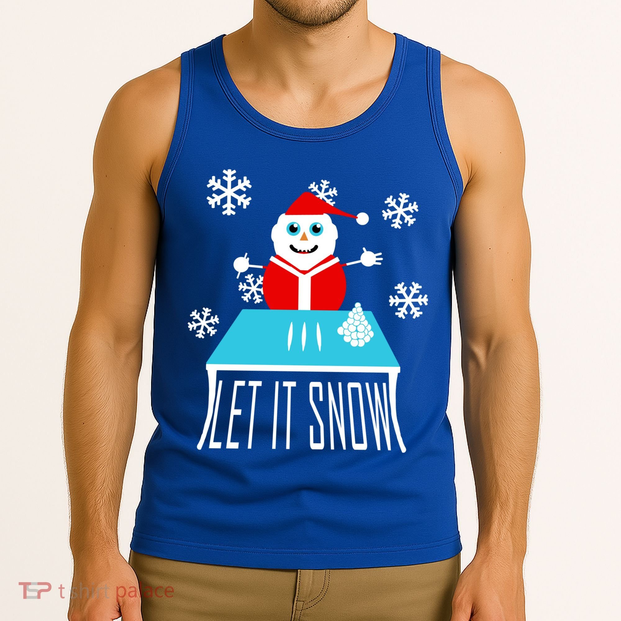 Let it Snow Snow Man Santa Ugly Christmas Tank Top