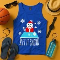 Let it Snow Snow Man Santa Ugly Christmas Tank Top thumb 4