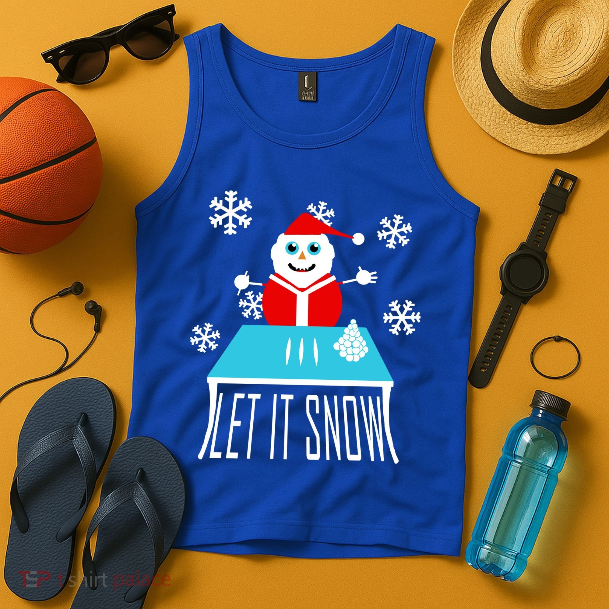 Let it Snow Snow Man Santa Ugly Christmas Tank Top