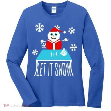 Let it Snow Snow Man Santa Ugly Christmas Women's Long Sleeve Shirt