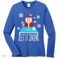 Let it Snow Snow Man Santa Ugly Christmas Women's Long Sleeve Shirt thumb 0