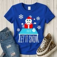 Let it Snow Snow Man Santa Ugly Christmas Women's T-Shirt thumb 3