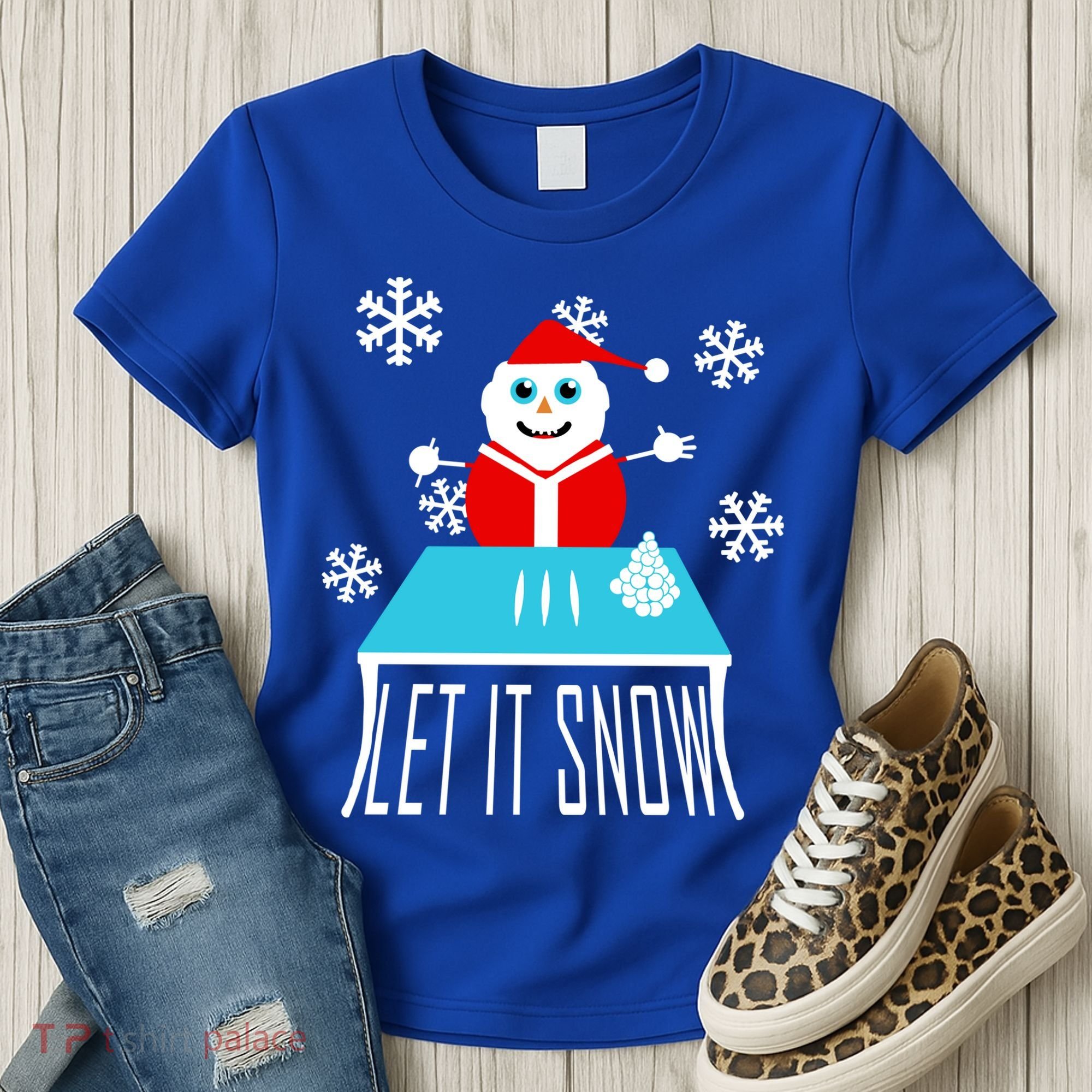 Let it Snow Snow Man Santa Ugly Christmas Women's T-Shirt