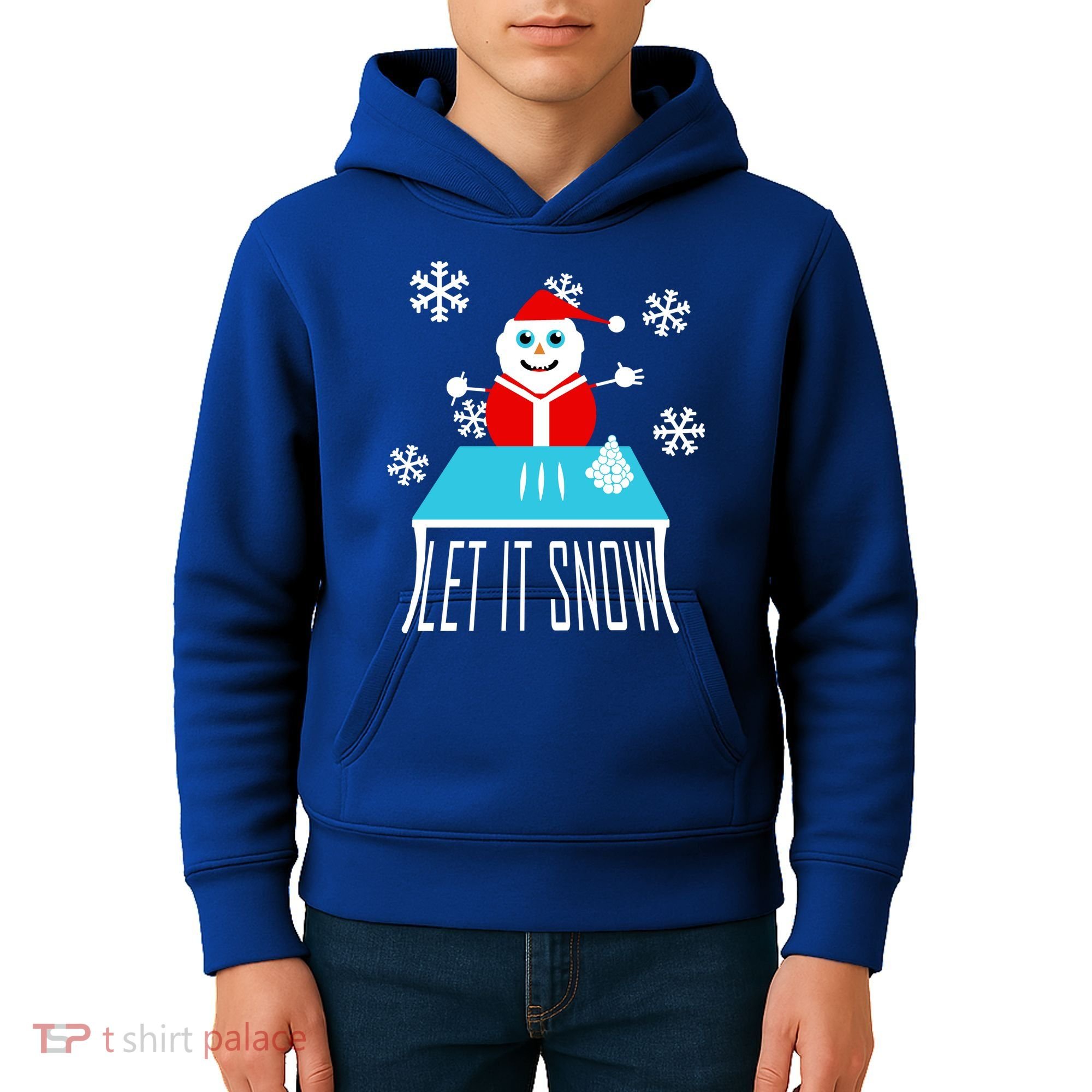 Let it Snow Snow Man Santa Ugly Christmas Kids Hoodie