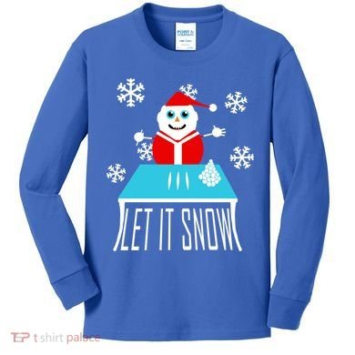 Let it Snow Snow Man Santa Ugly Christmas Kids Long Sleeve Shirt