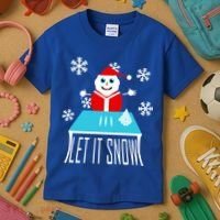 Let it Snow Snow Man Santa Ugly Christmas Kids T-Shirt thumb 3