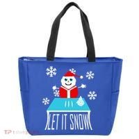 Let it Snow Snow Man Santa Ugly Christmas Tote Bag thumb 0