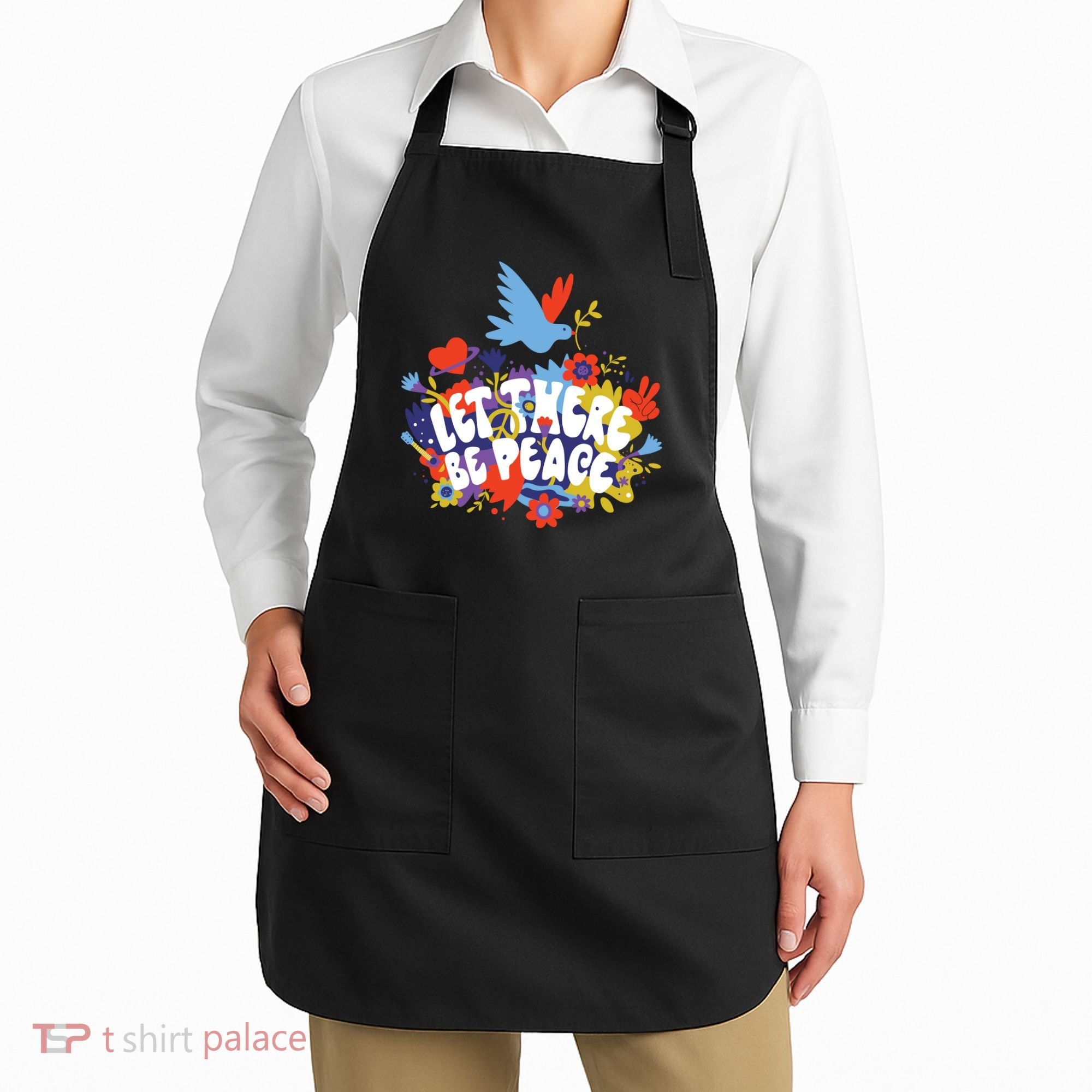 Let There Be Peace Floral Apron