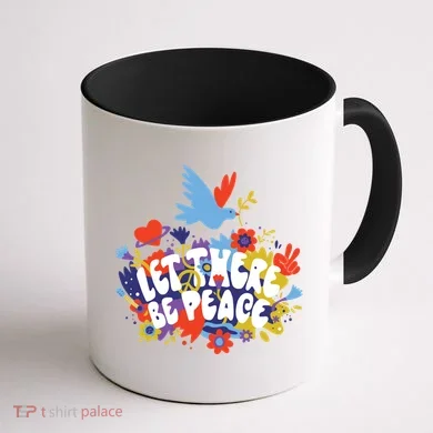 Let There Be Peace Floral Coffee Mug back